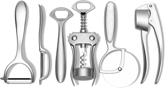 🔩 6-Piece Metal Kitchen Tool Set | Plastic-Free, Dishwasher Safe, Heavy Duty